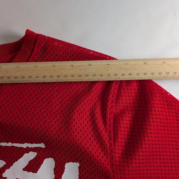 Stussy Mesh T-Shirt Men's S Red White City Logo Streetwear Jersey Tee - Picture 3 of 7